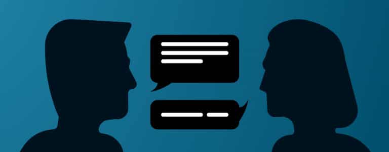 Illustration of two people having a conversation