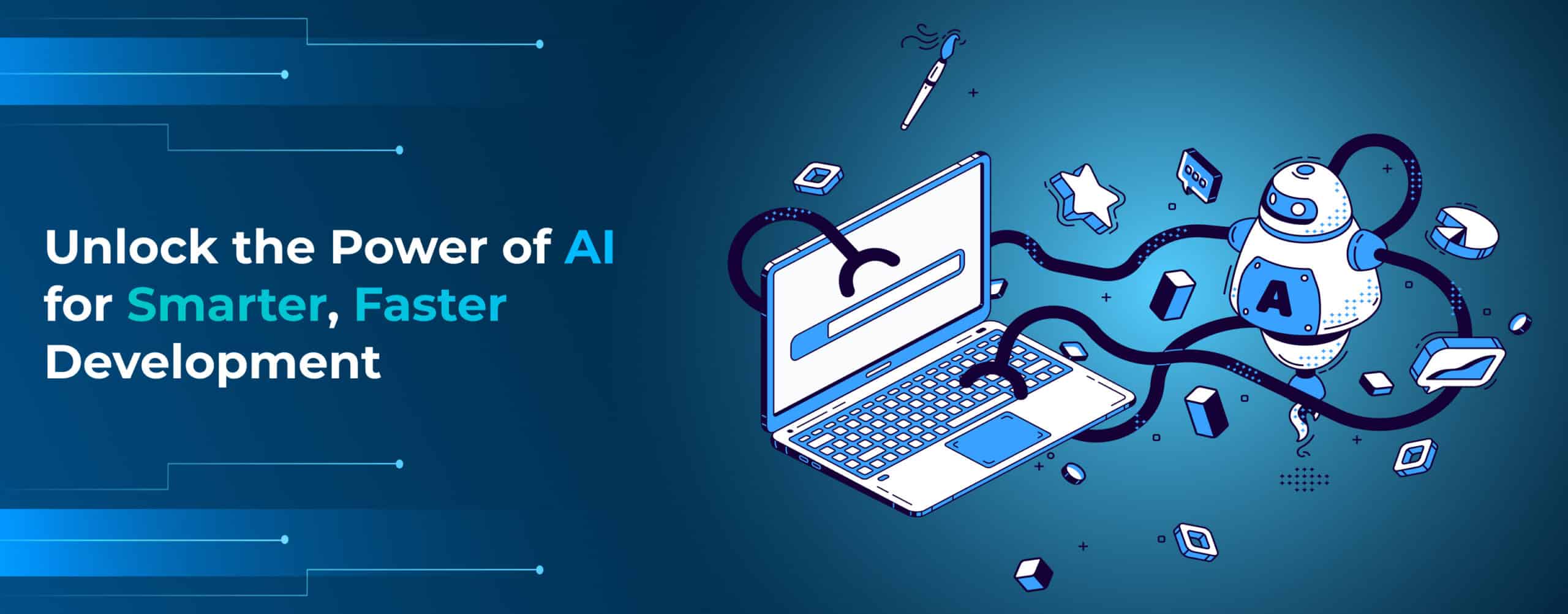 AI bot with laptop illustration